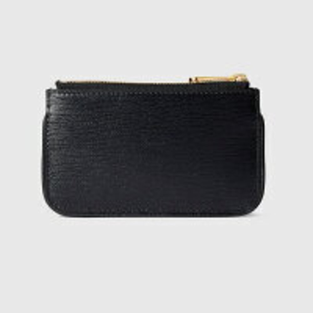 Gucci Script Zip Key Case Wallet Black Leather - image 4